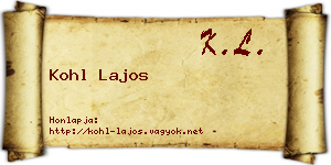 Kohl Lajos névjegykártya
